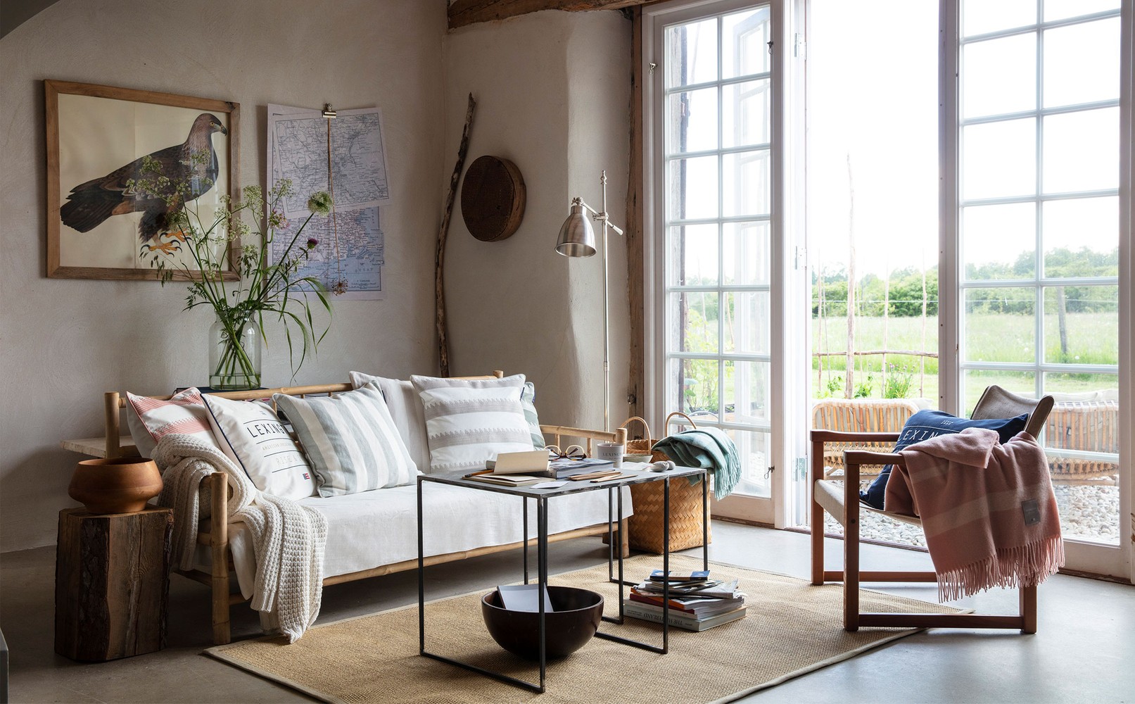 Living Room Knitted Cotton Throw Beige