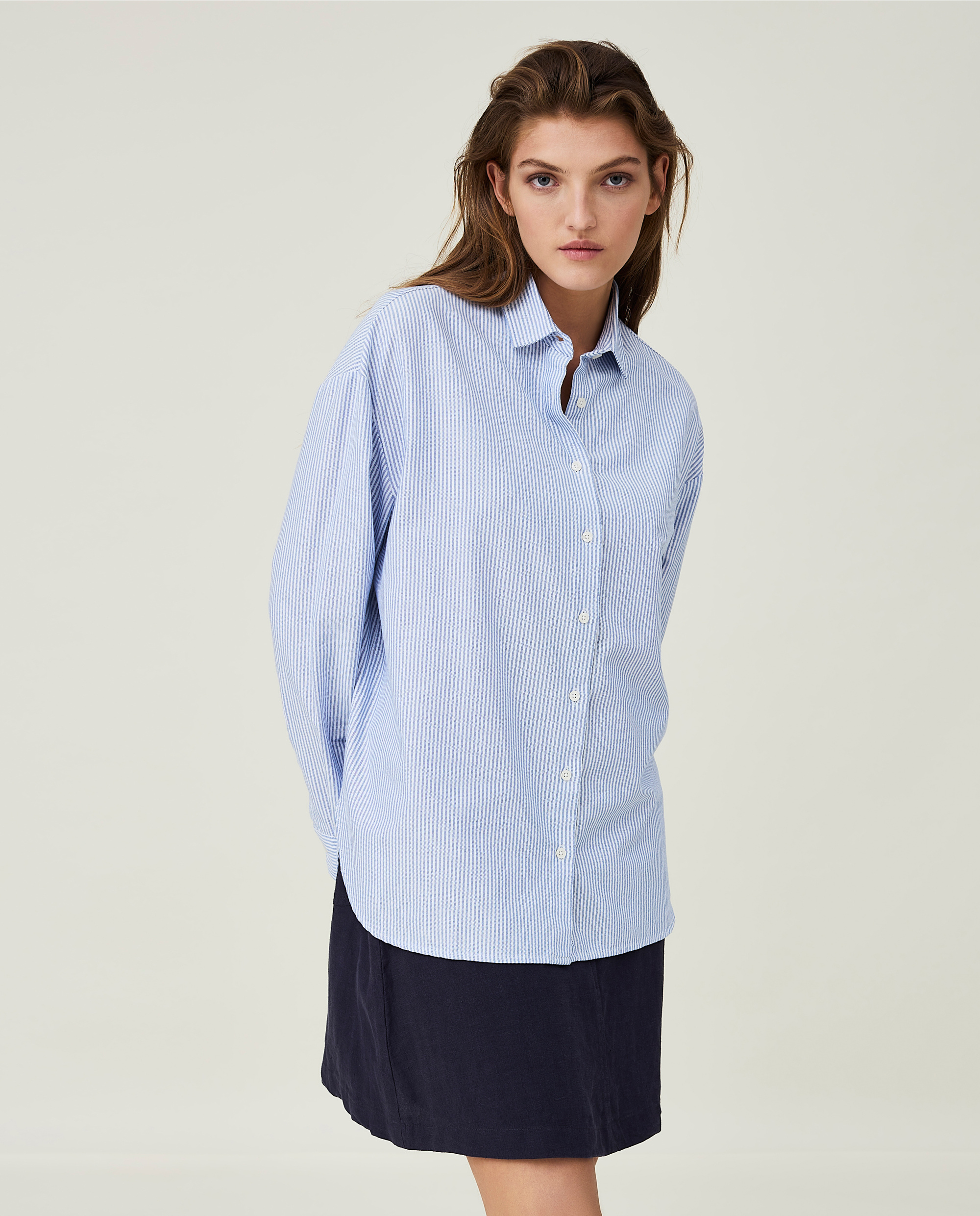 Edith Organic Cotton Oxford Shirt, Blue 