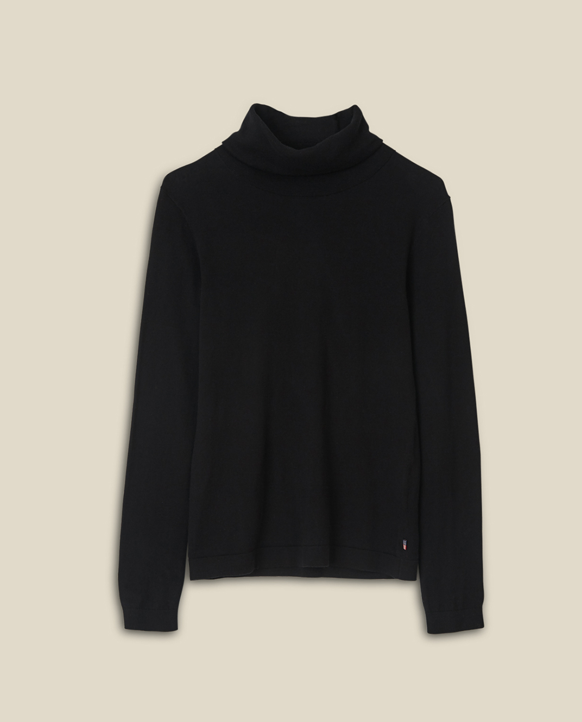 Francoise CottonCashmere Roll Neck, Black Francoise CottonCashmere Roll Neck, Black