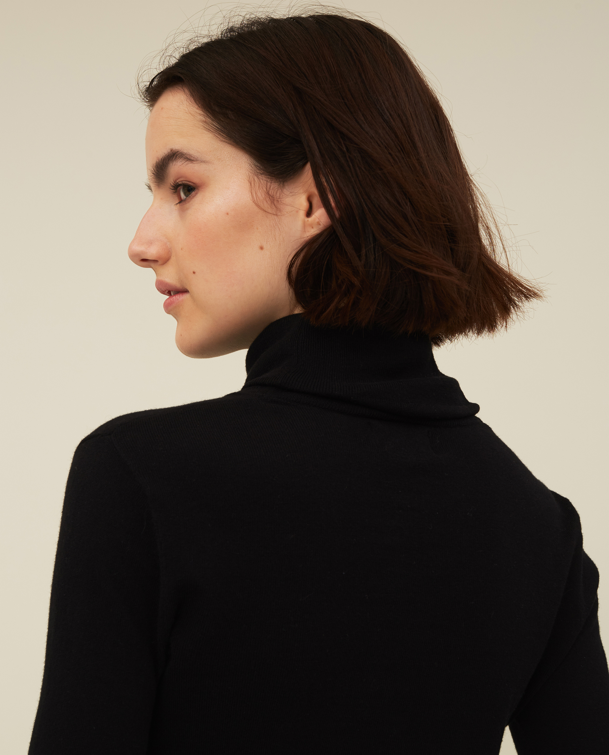 Francoise CottonCashmere Roll Neck, Black Francoise CottonCashmere Roll Neck, Black
