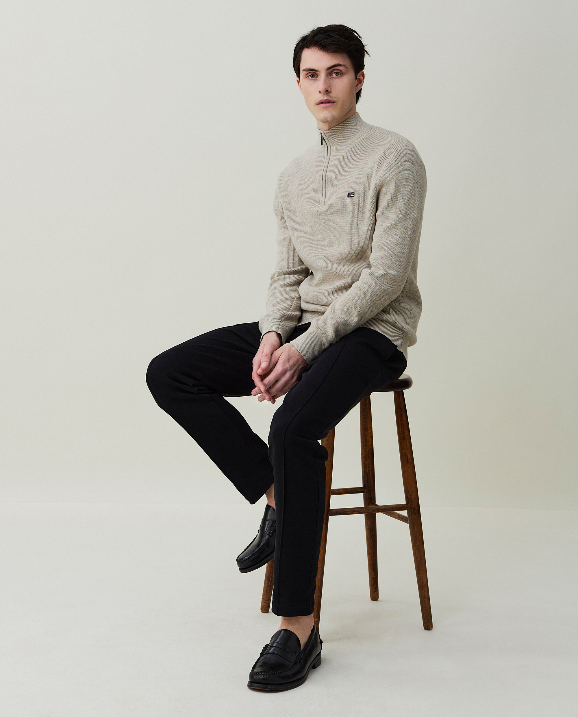 Clay Half Zip Sweater, Light Beige 