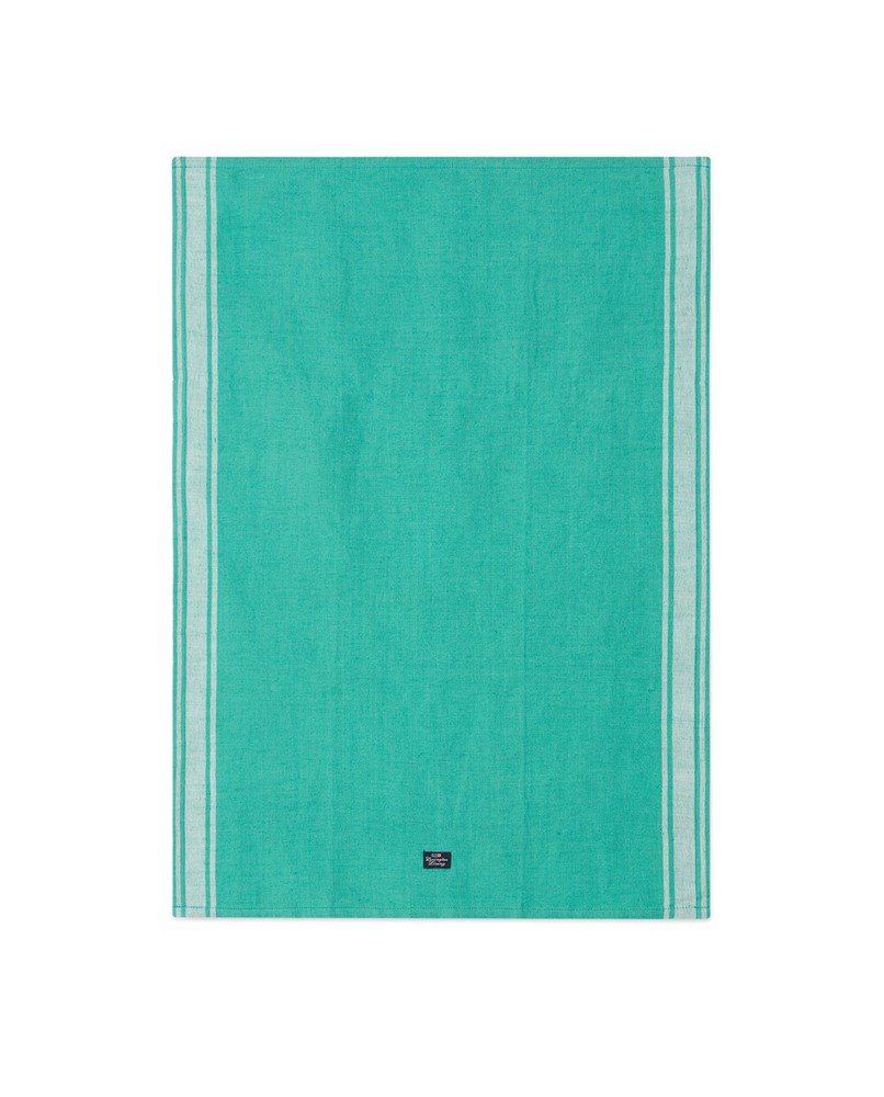 Striped Linen Cotton Kitchen Towel Green/White Lexington