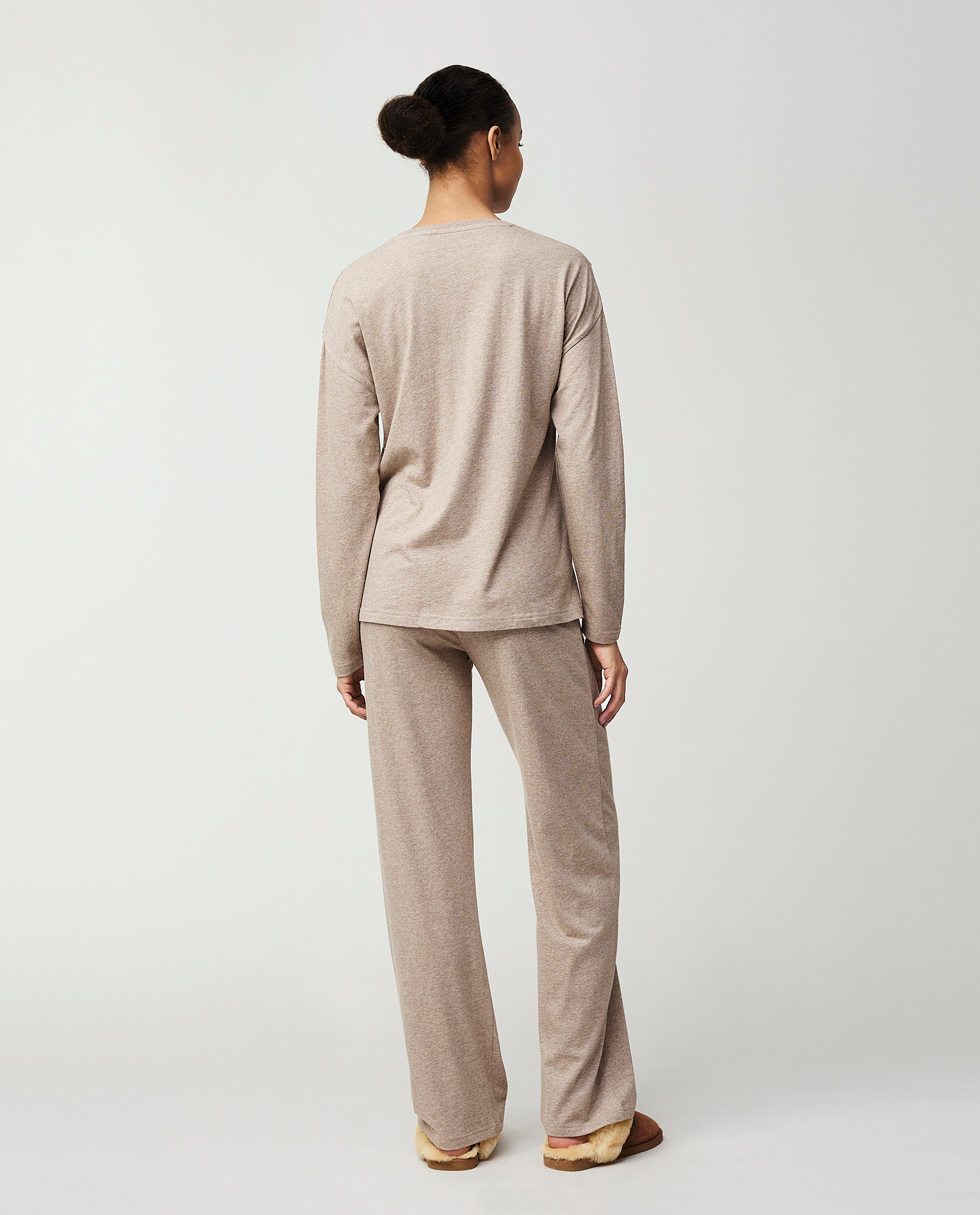 Lilian cotton modal jersey pajama set brown | Lexington