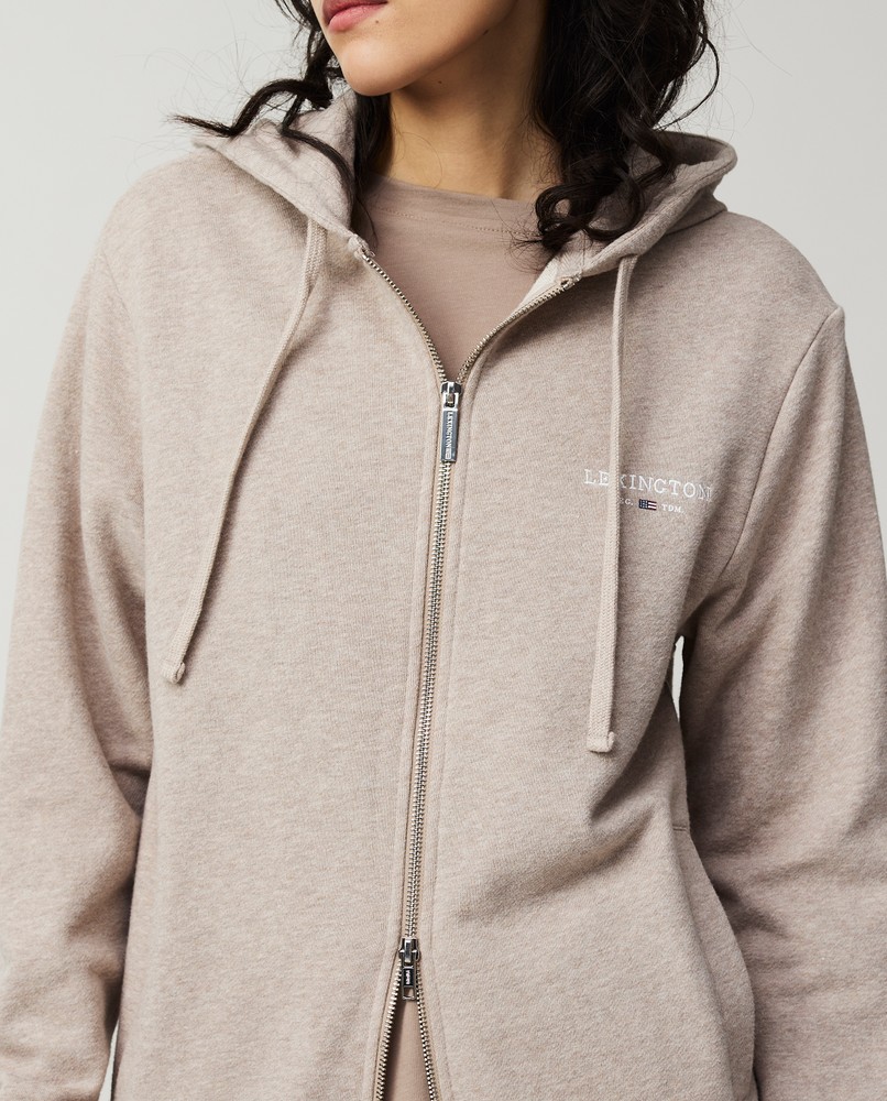 Chloe zip hood, light brown Melange