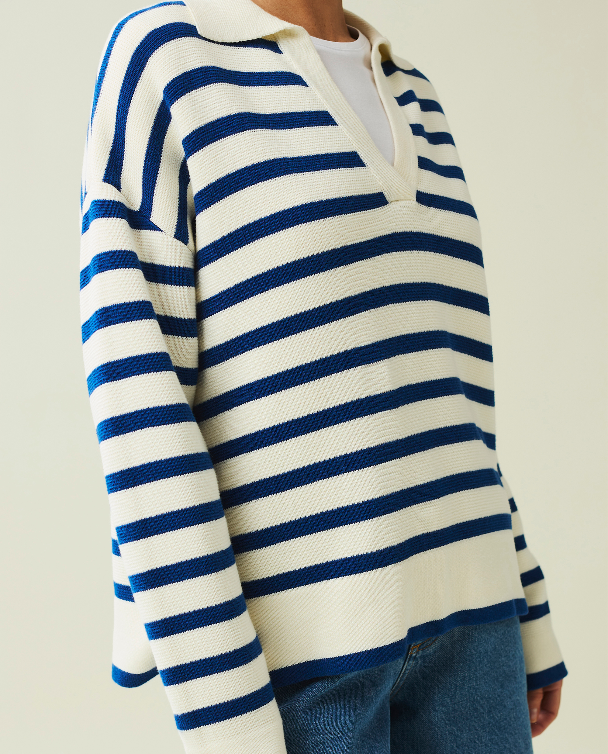 Cindy pointelle knitted polo sweater | Lexington