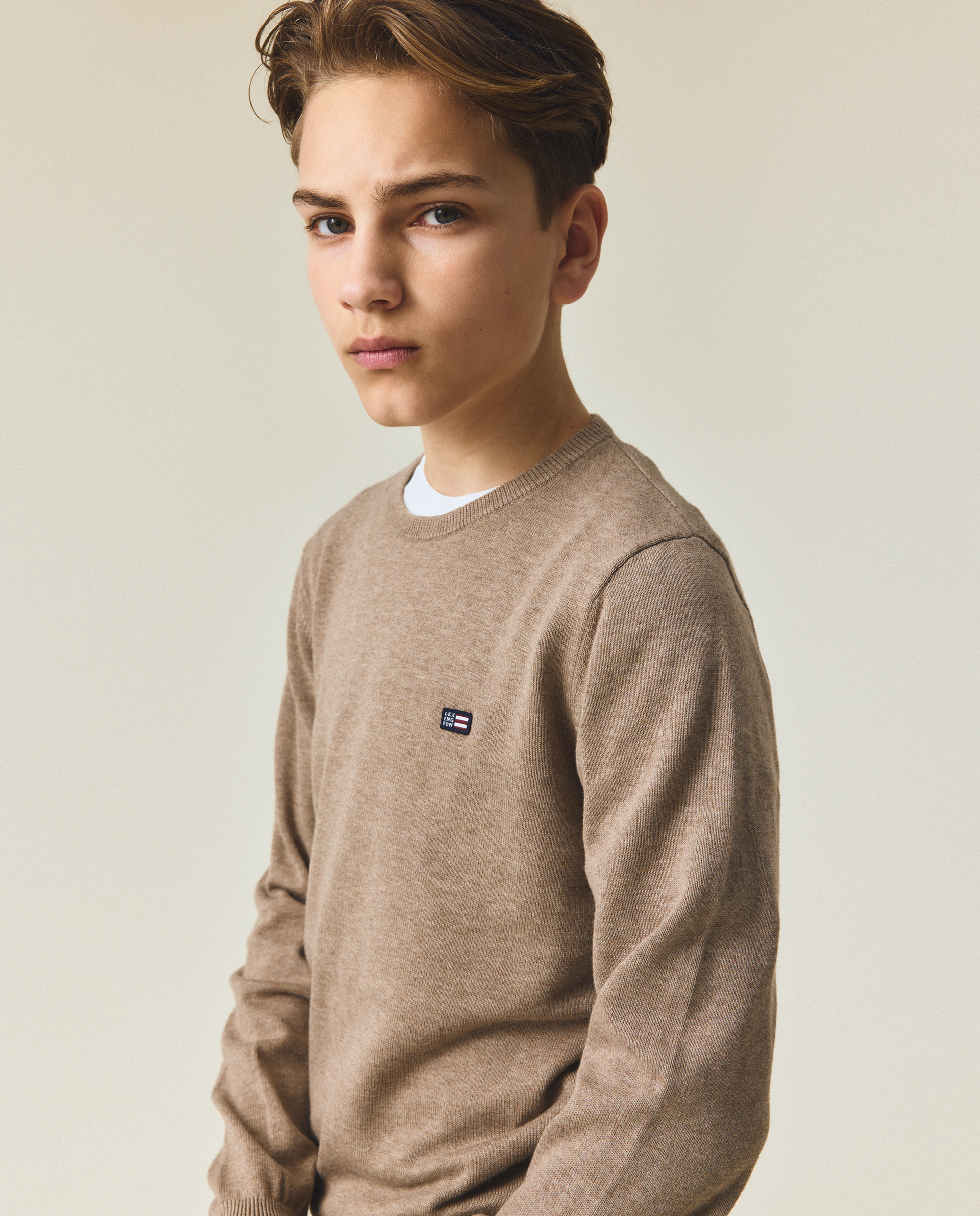 Teen crewneck sweater, brown | Lexington