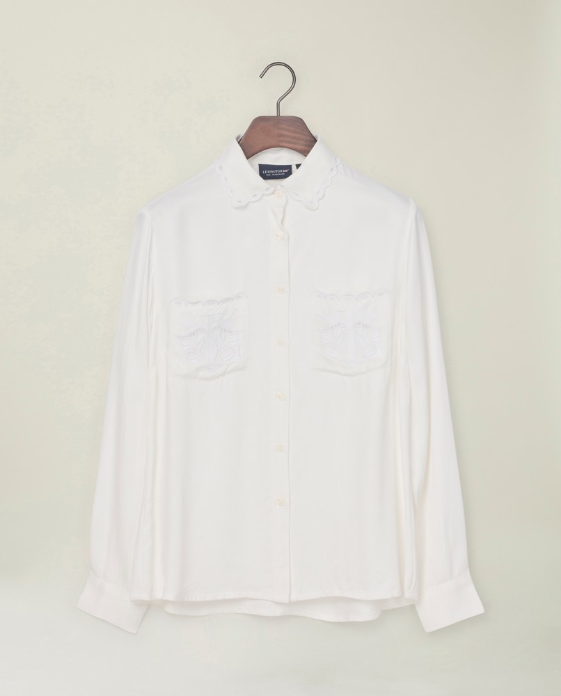 Candice embroidered satin blouse | Lexington