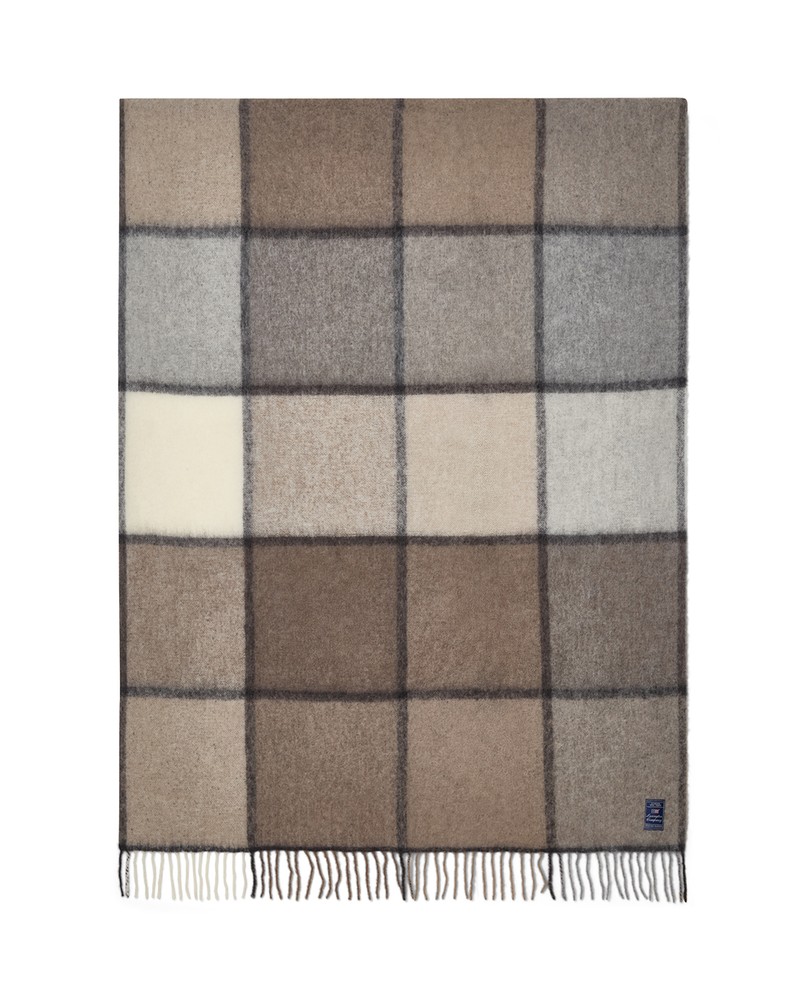 Checked mohair blend wool throw Lexington