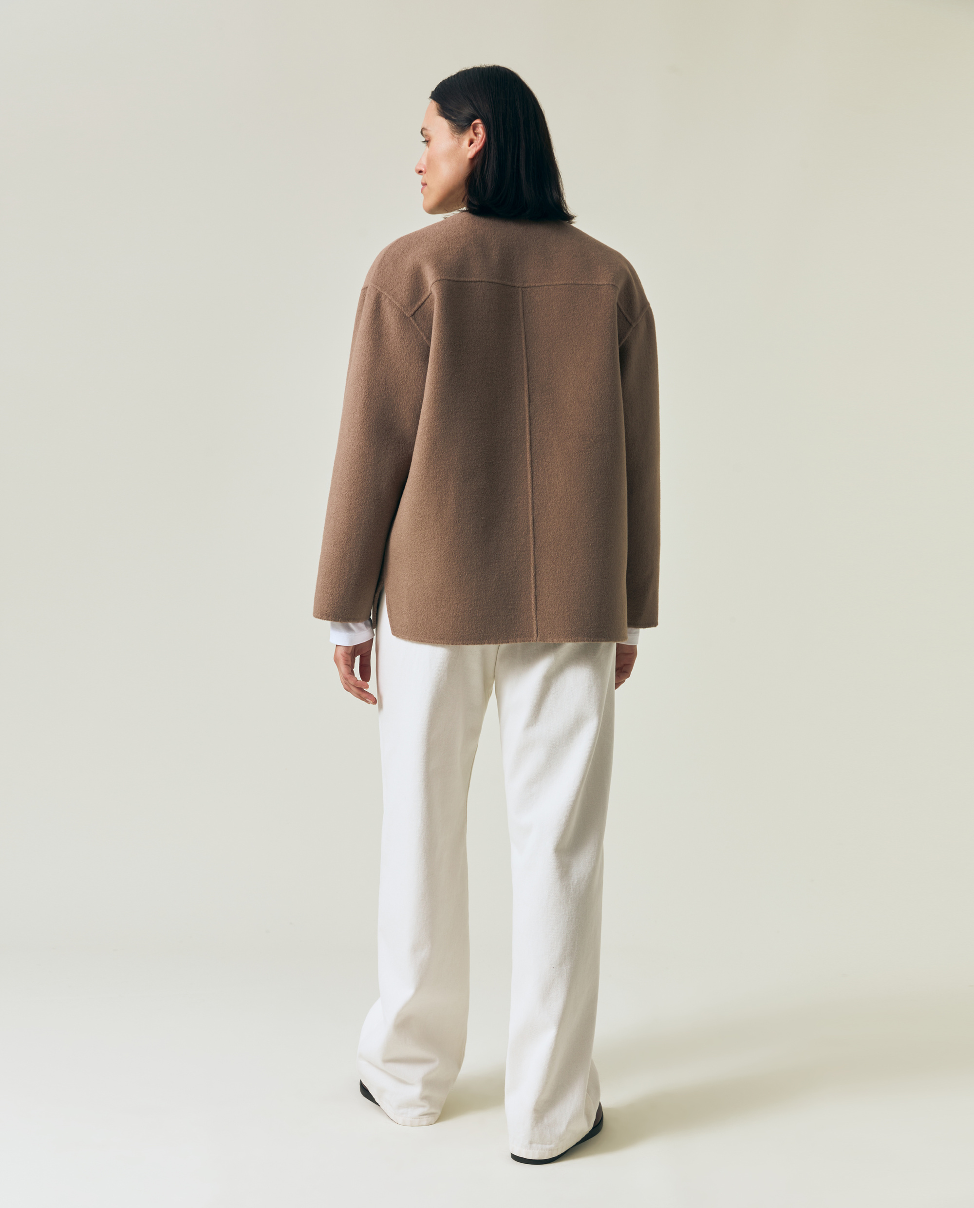 Double faced wool blend jacket, light brown | Lexington