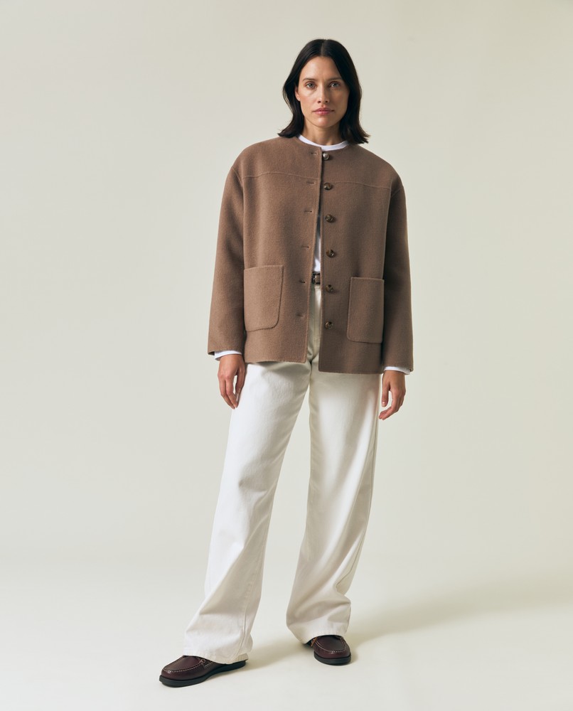 ジャケット・アウター louren doubleface over wool jacket 再入荷 】doubleface muffler wool coat / doubleface over wool