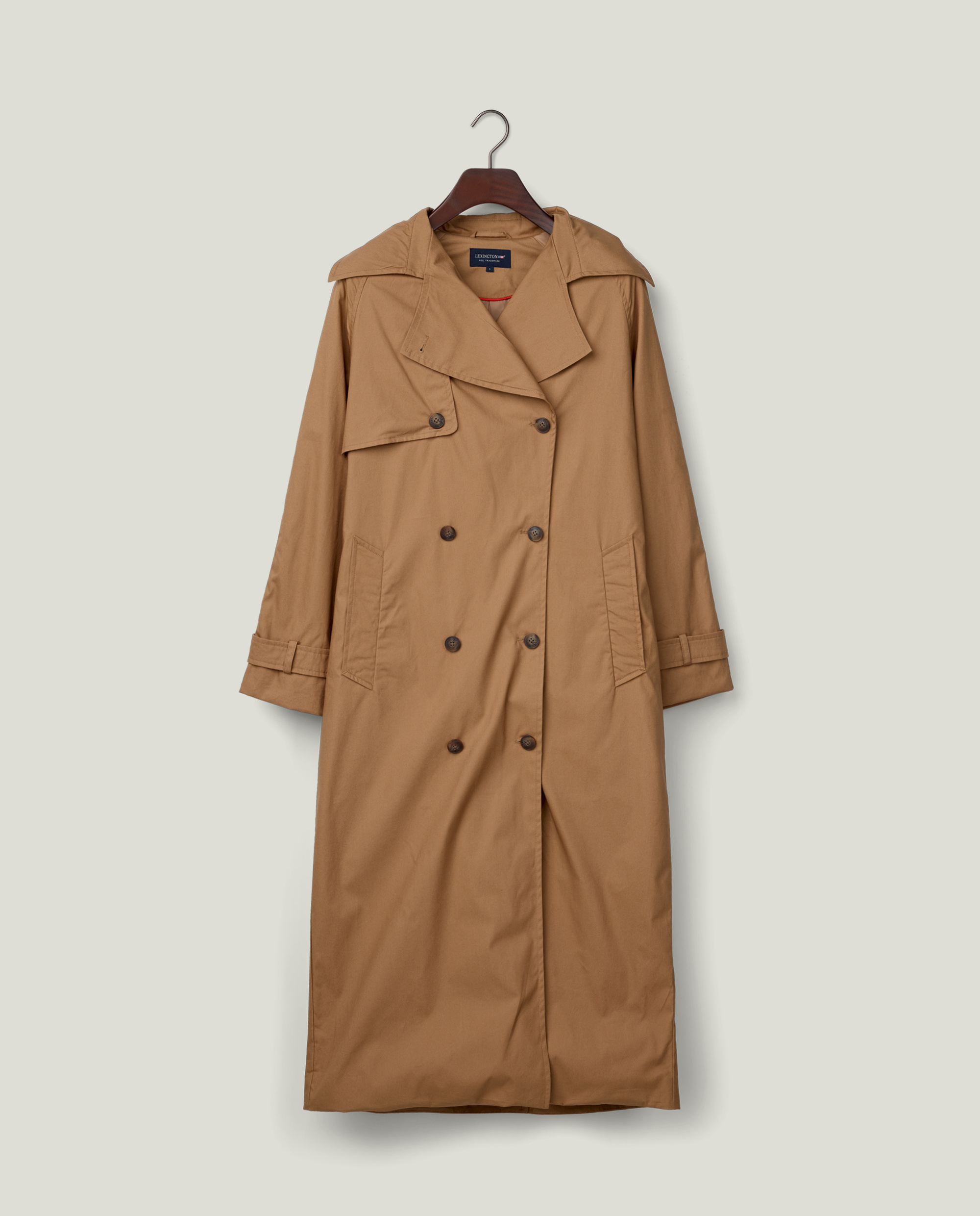 Oversized cotton trench coat, dark beige | Lexington