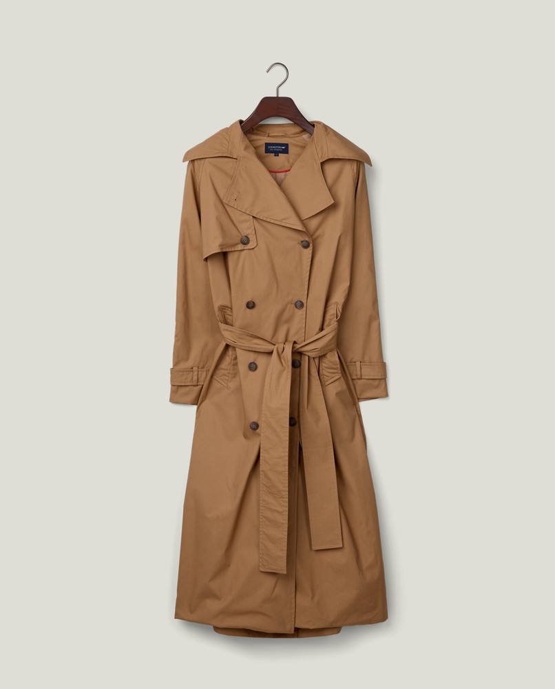 Oversized cotton trench coat, dark beige