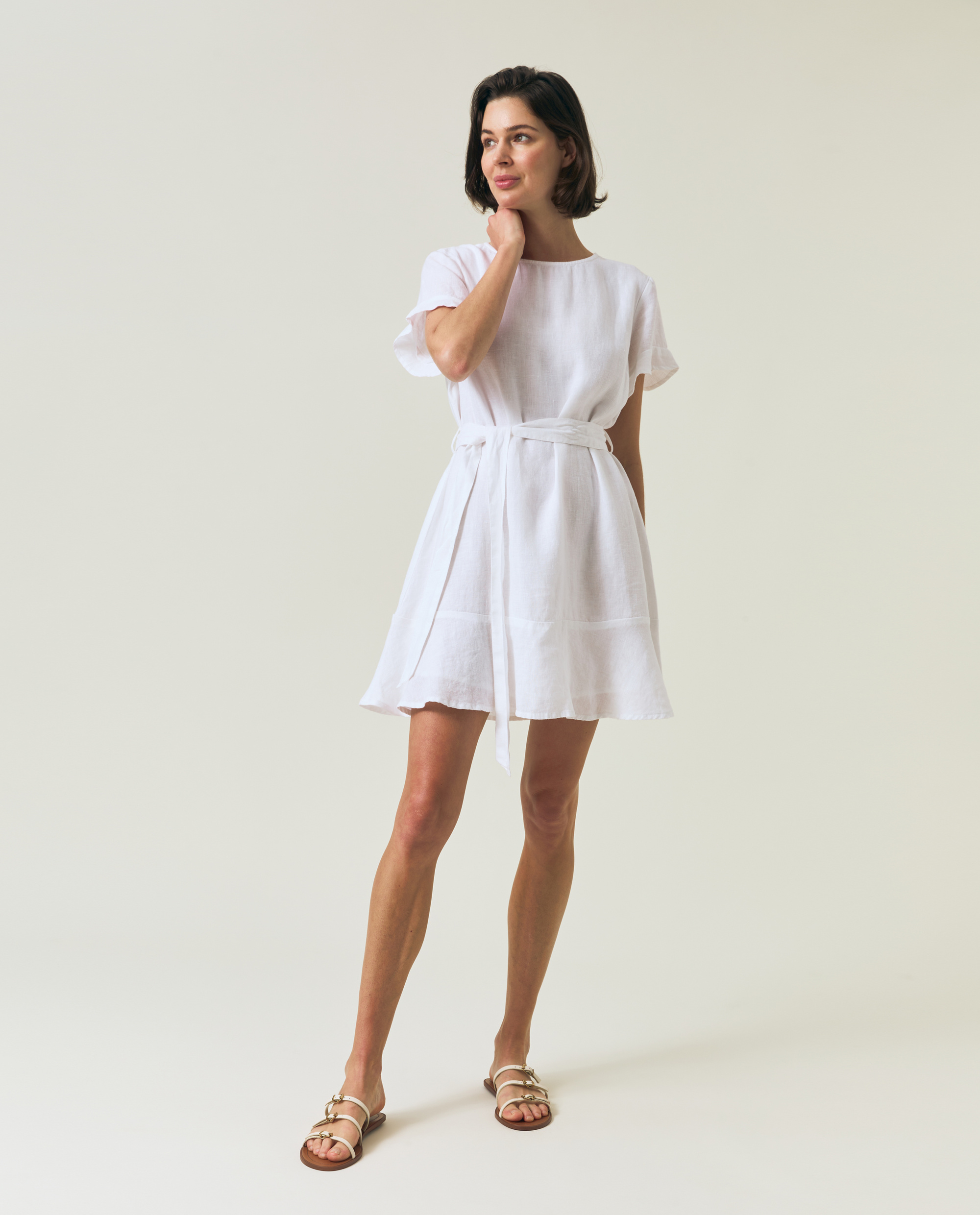 ❤️Leinwande Belted Linen Dress ホワイト ❤️Leinwande Belted Linen Dress ホワイト