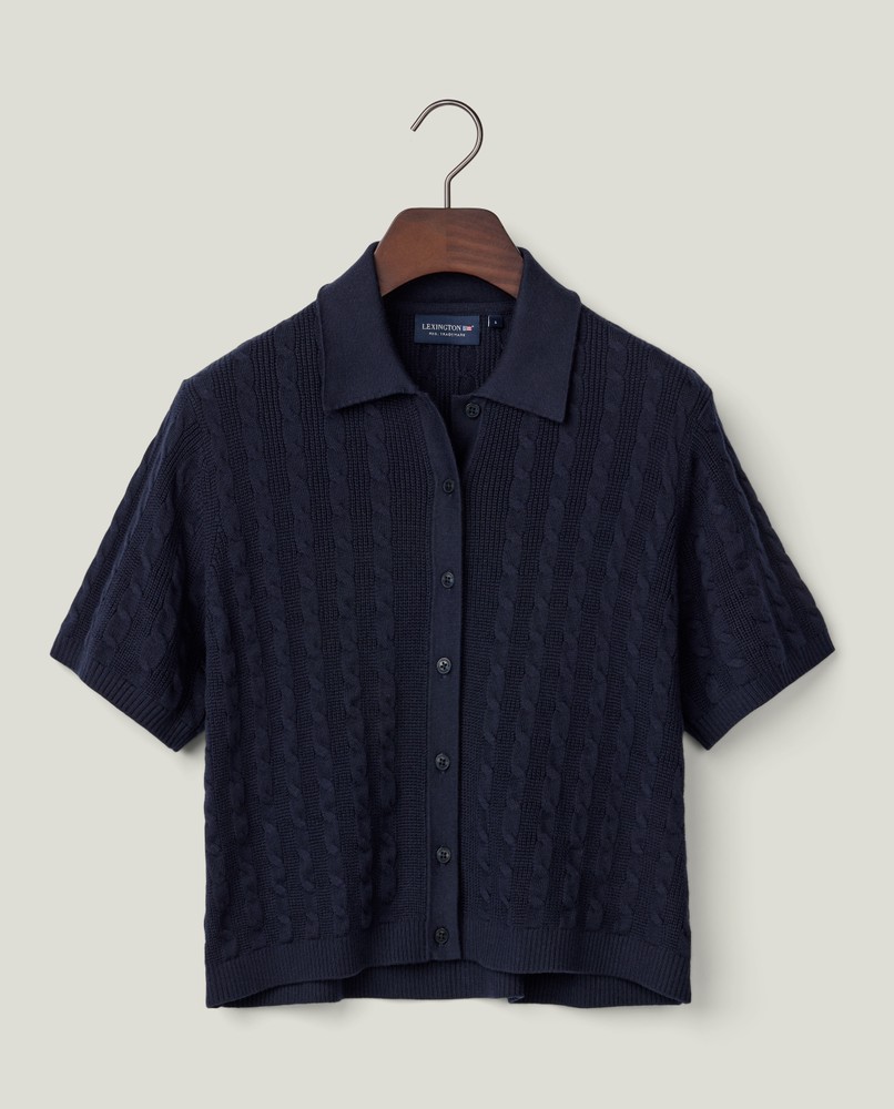 Sweater Polo Short Sleeve Button Up Cardigan Short Sleeve Cable