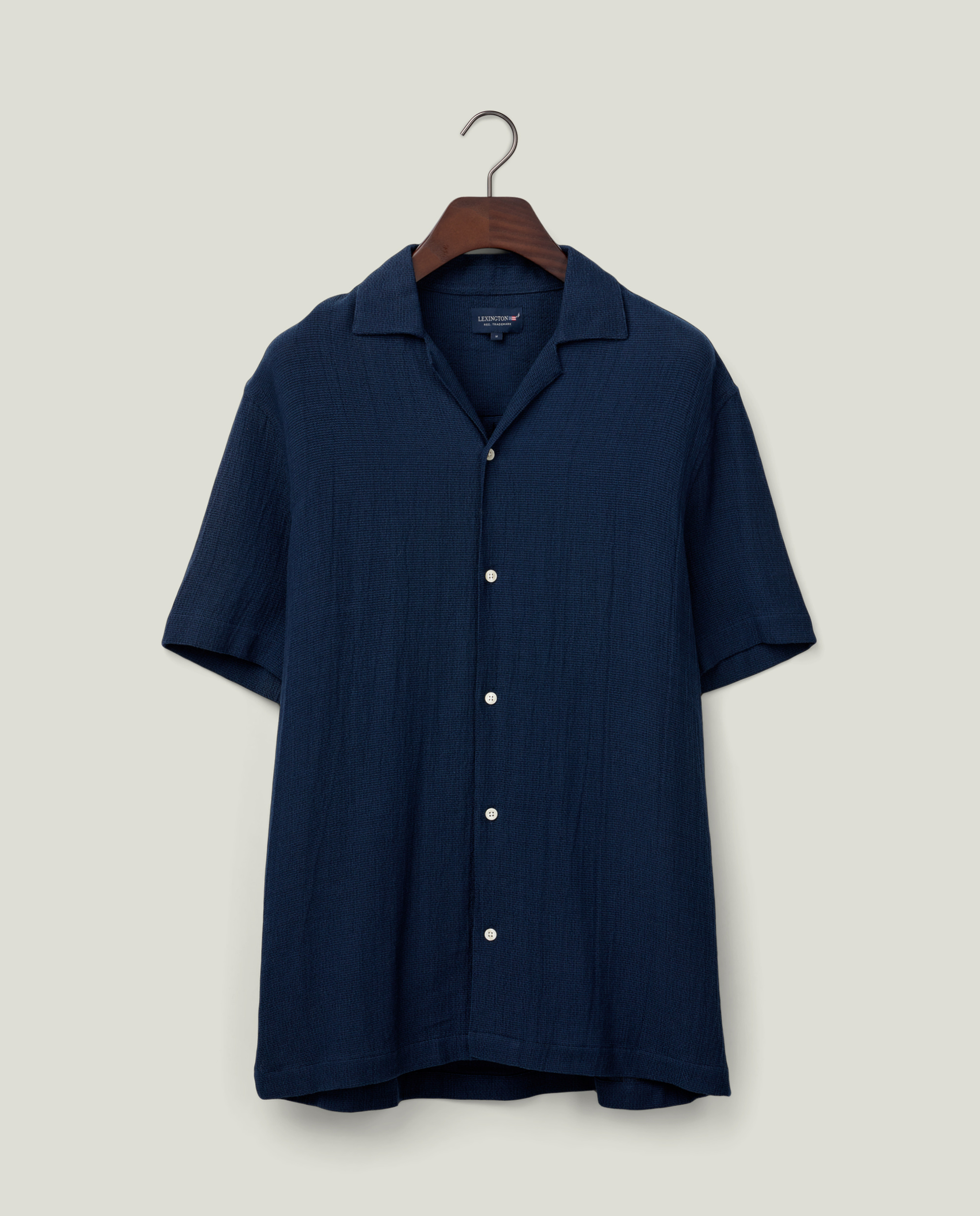 Camp collar gauze shirt, dark blue | Lexington