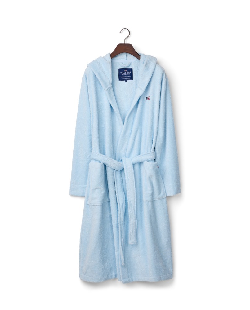 Unisex cotton blend hoodie robe, cloud blue