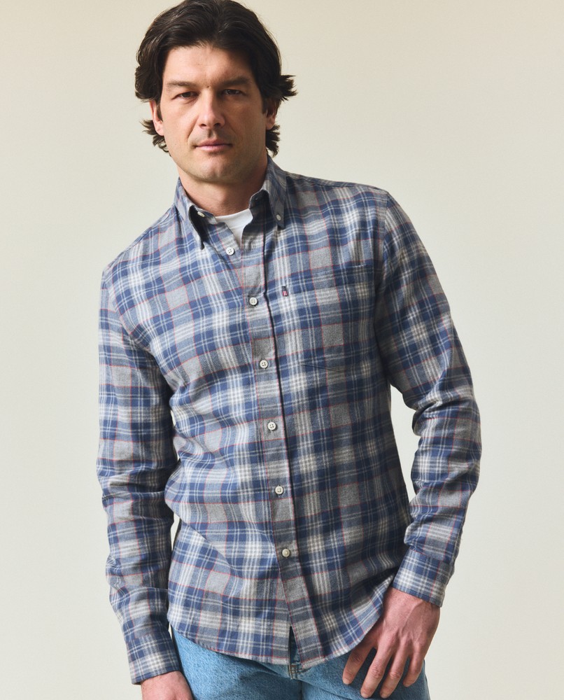Casual checked flannel shirt, gray