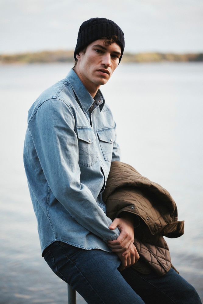 Casual western denim shirt, light blue