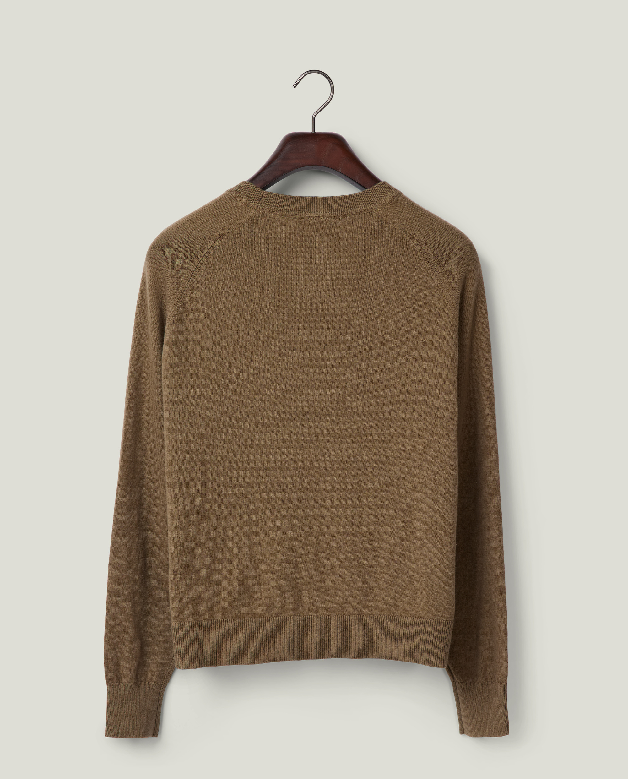 ◆SATUR◆ Dublin unbalanced cashmere blend knit brick brown Cashmere blend shoulder padded knitted sweater, brown