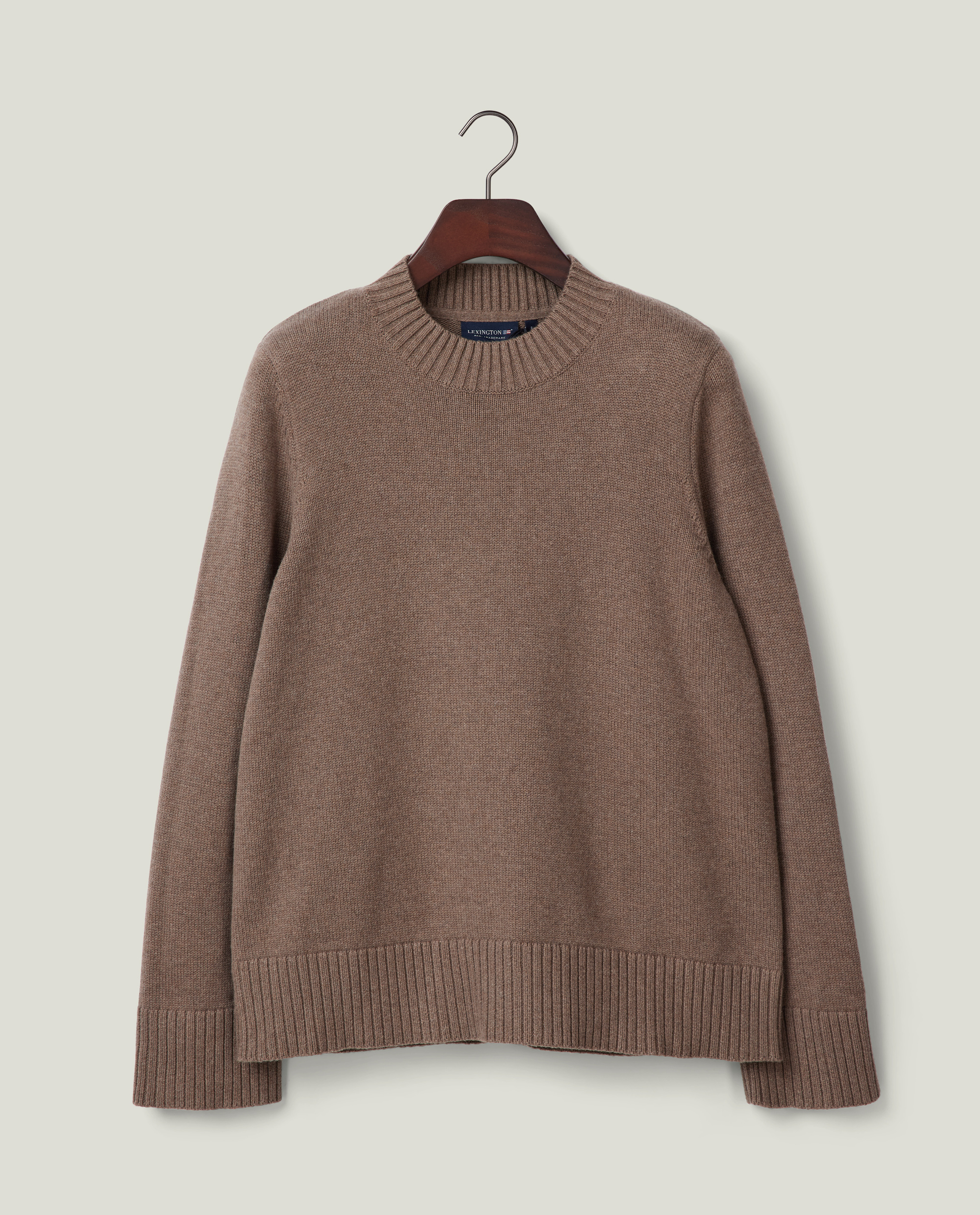 ◆SATUR◆ Dublin unbalanced cashmere blend knit brick brown Cashmere blend shoulder padded knitted sweater, brown
