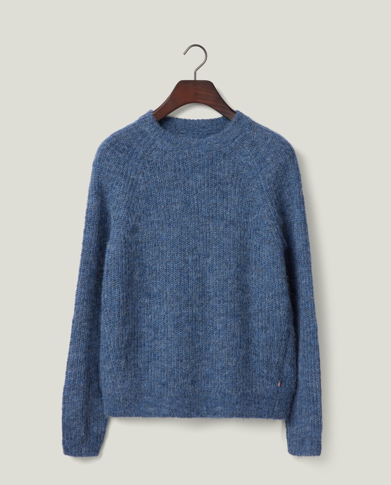 Alpaca blend raglan sweater, blue