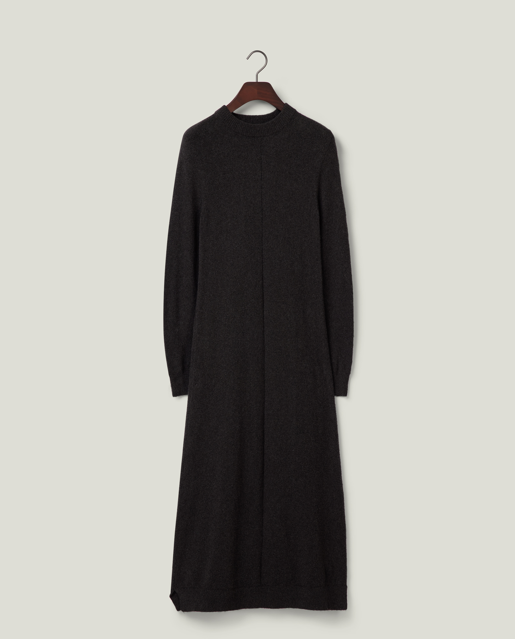 Slim fit wool blend maxi dress, black | Lexington