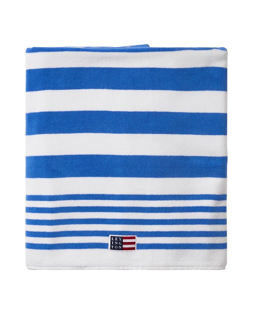 “ TERRY” beach towel Striped cotton terry family beach towel, blue/white | Lexington