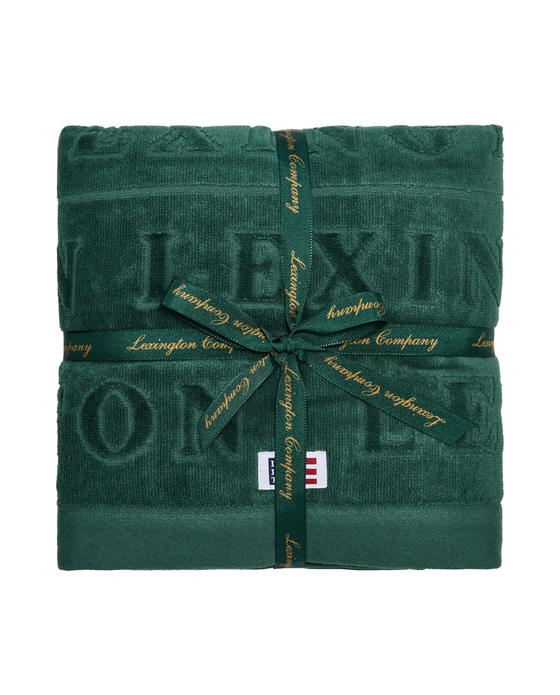 Velour logo towel (set 50x70/70x130), juniper green | Lexington