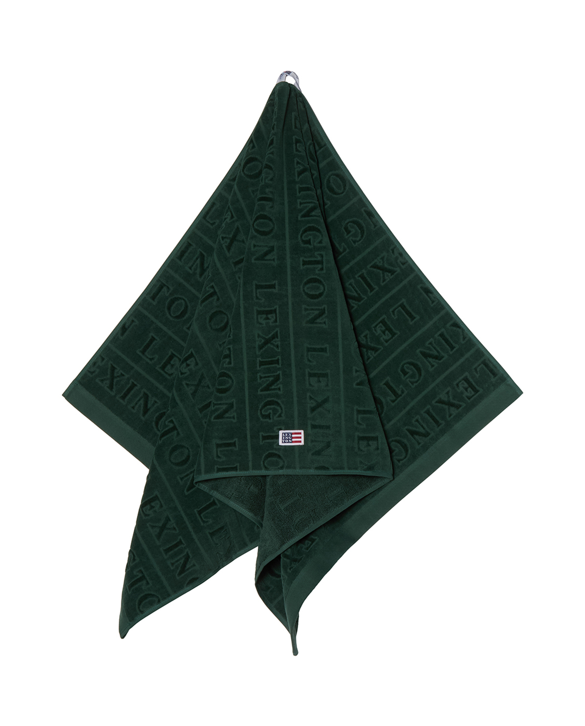 Velour logo towel (set 50x70/70x130), juniper green | Lexington