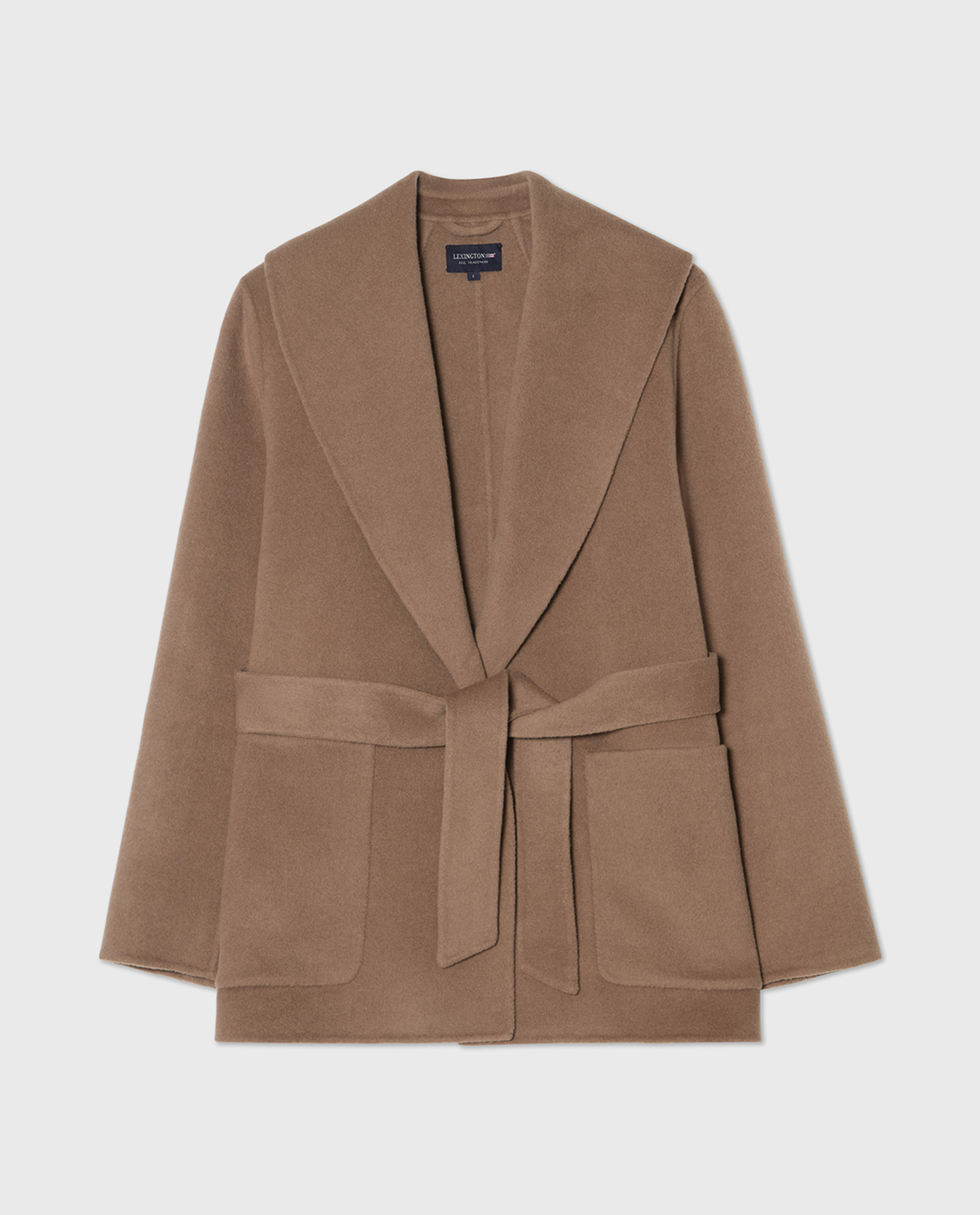 Belted wool blend jacket, light brown | Lexington