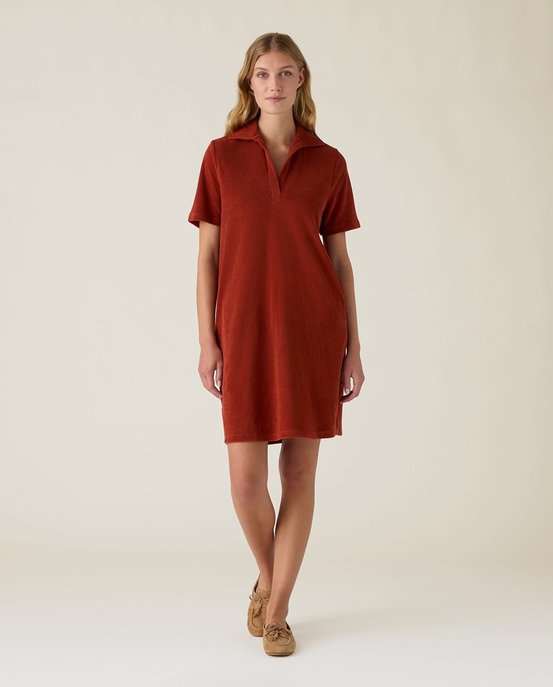 Organic cotton terry polo dress, rust | Lexington Organic cotton terry polo dress, rust | Lexington