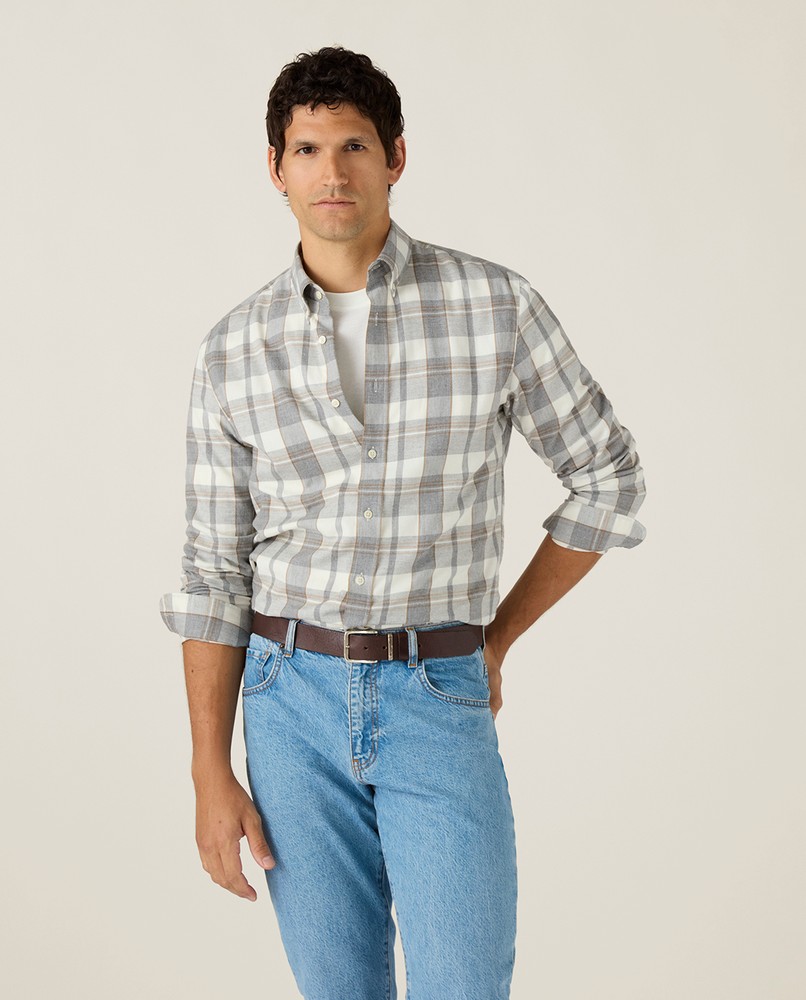 CX2 S04505 - Cabin Chemise En Flanelle De Coton Brossée pour homme - Gris/Noir | Wordans Canada