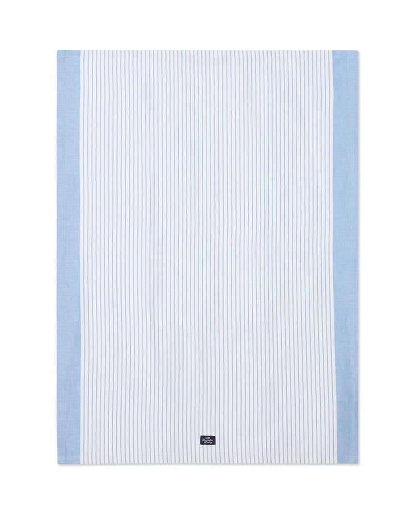 Gestreiftes leinen-/baumwoll-geschirrtuch, Blau/Weiß