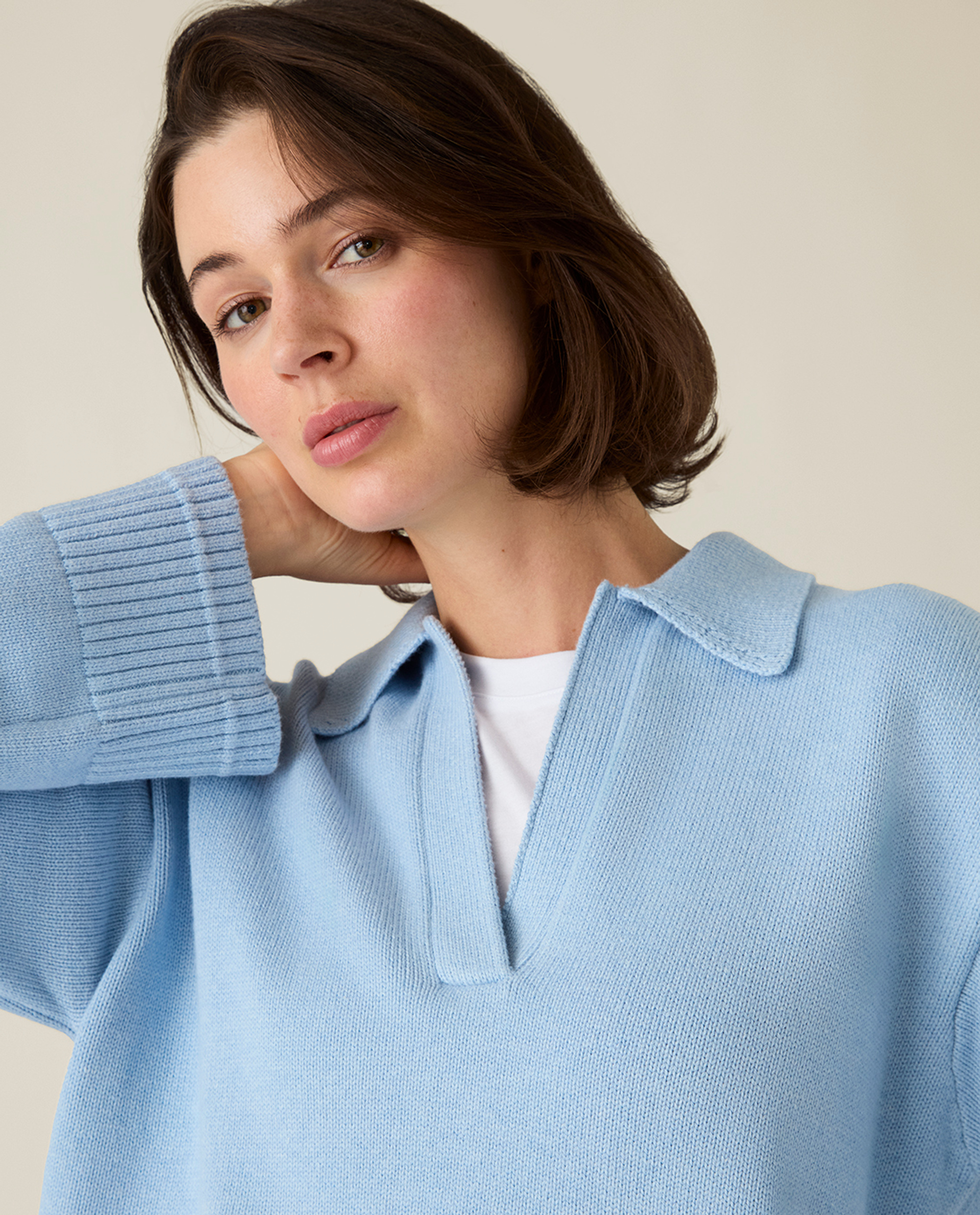 トップス clesste cashmere knit polo shirt size 1 Cashmere blend knitted polo sweater, light blue | Lexington