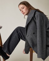 Herringbone jacket in wool blend, black/grey | Lexington